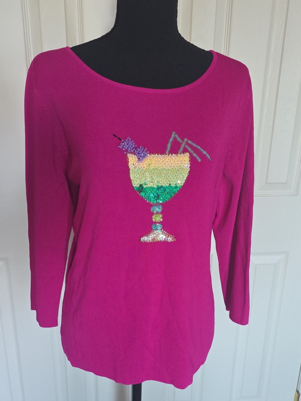 Sweaterworks Fuchsia Sequin Cocktail Sweater
